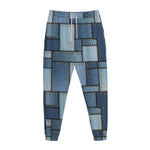 Patchwork Denim Jeans Pattern Print Jogger Pants