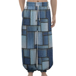 Patchwork Denim Jeans Pattern Print Lantern Pants