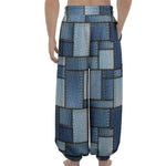 Patchwork Denim Jeans Pattern Print Lantern Pants