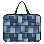 Patchwork Denim Jeans Pattern Print Laptop Sleeve With Handle