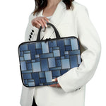 Patchwork Denim Jeans Pattern Print Laptop Sleeve With Handle