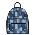 Patchwork Denim Jeans Pattern Print Leather Backpack