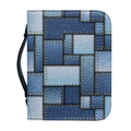 Patchwork Denim Jeans Pattern Print Leather Bible Cover
