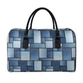 Patchwork Denim Jeans Pattern Print Leather Duffel Bag