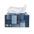 Patchwork Denim Jeans Pattern Print Leather Tissue Box Cover