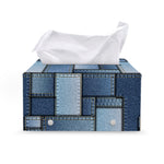 Patchwork Denim Jeans Pattern Print Leather Tissue Box Cover