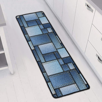 Patchwork Denim Jeans Pattern Print Long Kitchen Mat