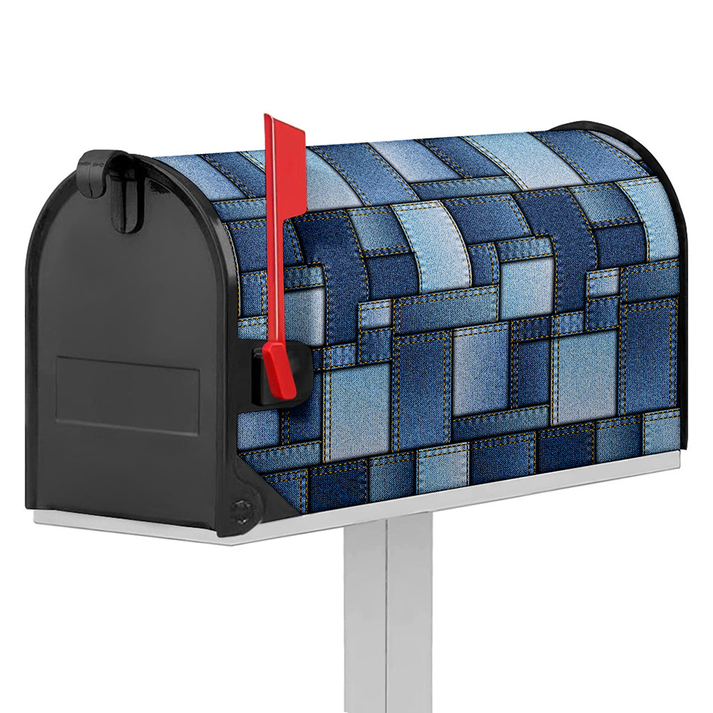 Patchwork Denim Jeans Pattern Print Mailbox Cover