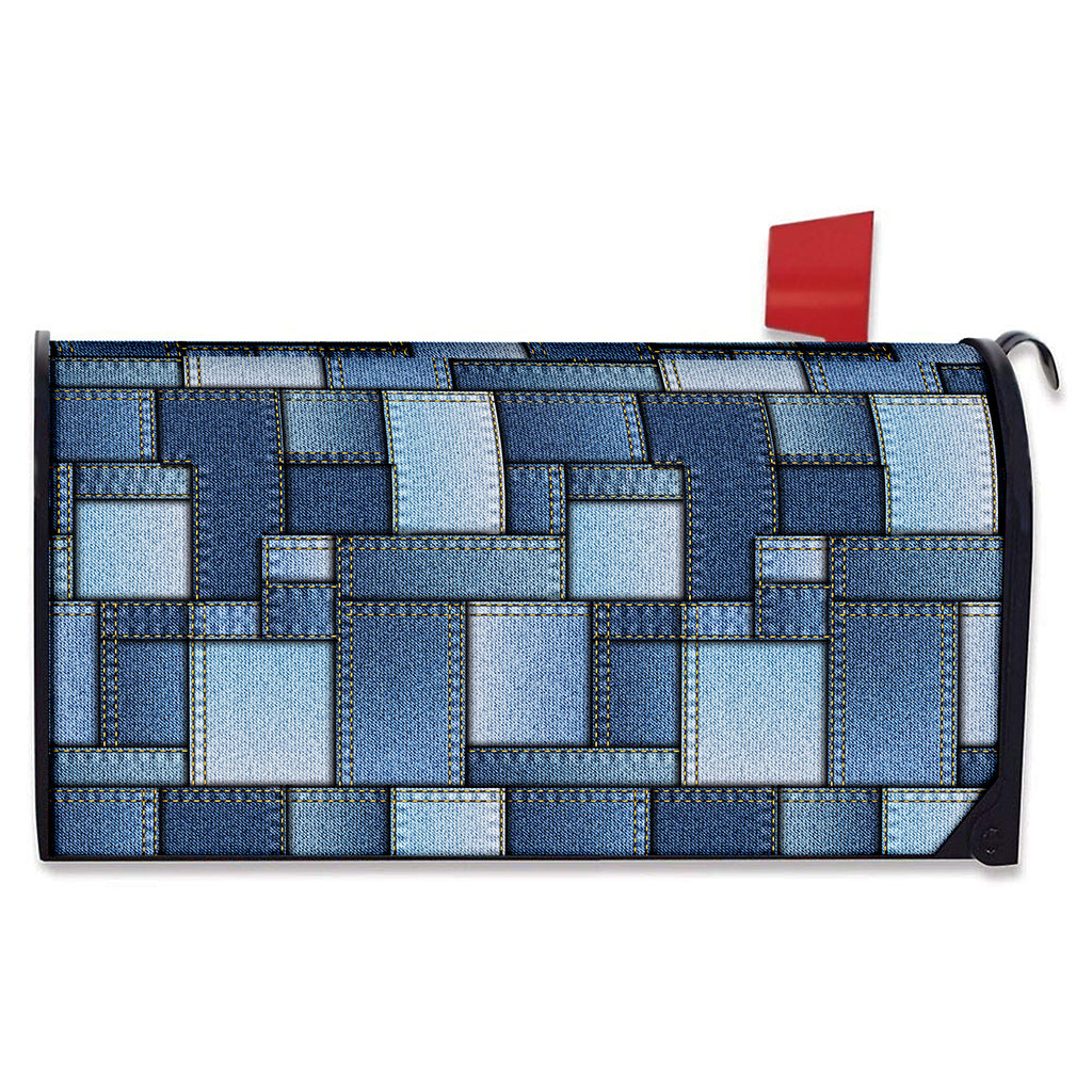 Patchwork Denim Jeans Pattern Print Mailbox Cover