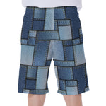 Patchwork Denim Jeans Pattern Print Men's Beach Shorts