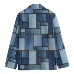 Patchwork Denim Jeans Pattern Print Men's Blazer
