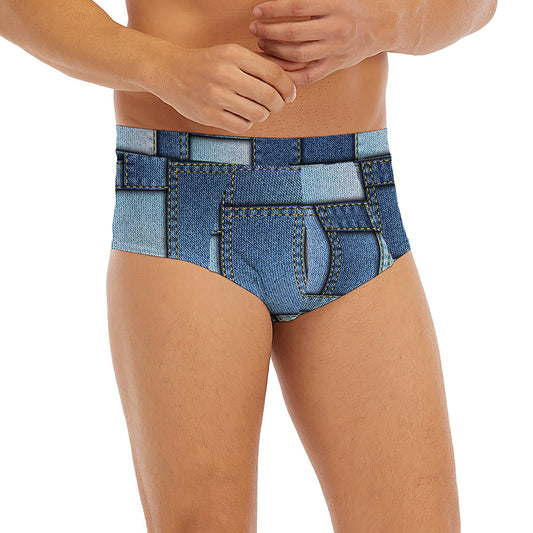 Patchwork Denim Jeans Pattern Print Men's Briefs