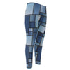 Patchwork Denim Jeans Pattern Print Men's Compression Pants