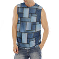 Patchwork Denim Jeans Pattern Print Men's Fitness Tank Top