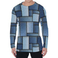 Patchwork Denim Jeans Pattern Print Men's Long Sleeve T-Shirt