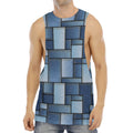 Patchwork Denim Jeans Pattern Print Men's Muscle Tank Top