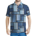 Patchwork Denim Jeans Pattern Print Men's Polo Shirt