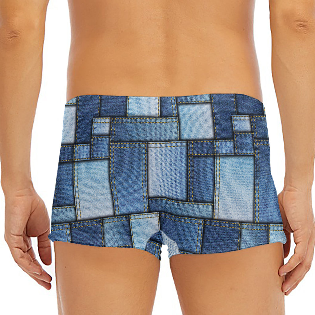 Patchwork Denim Jeans Pattern Print Men's Short Boxer Briefs