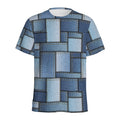 Patchwork Denim Jeans Pattern Print Men's Athletic T-Shirt