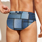 Patchwork Denim Jeans Pattern Print Men's Swim Briefs