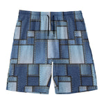 Patchwork Denim Jeans Pattern Print Men's Swim Trunks