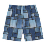 Patchwork Denim Jeans Pattern Print Men's Swim Trunks