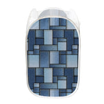 Patchwork Denim Jeans Pattern Print Mesh Laundry Hamper