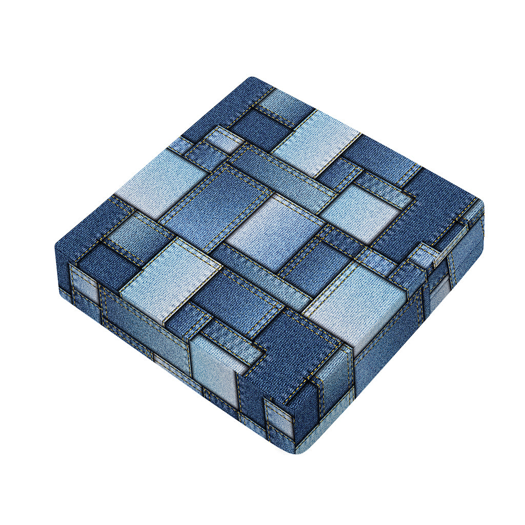 Patchwork Denim Jeans Pattern Print Outdoor Seat Cushion Cover
