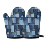 Patchwork Denim Jeans Pattern Print Oven Mitts