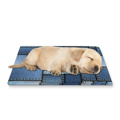 Patchwork Denim Jeans Pattern Print Pet Cooling Mat Cover
