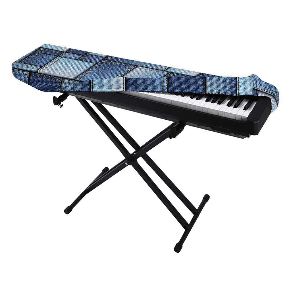 Patchwork Denim Jeans Pattern Print Piano Keyboard Cover