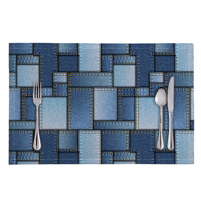 Patchwork Denim Jeans Pattern Print Placemat