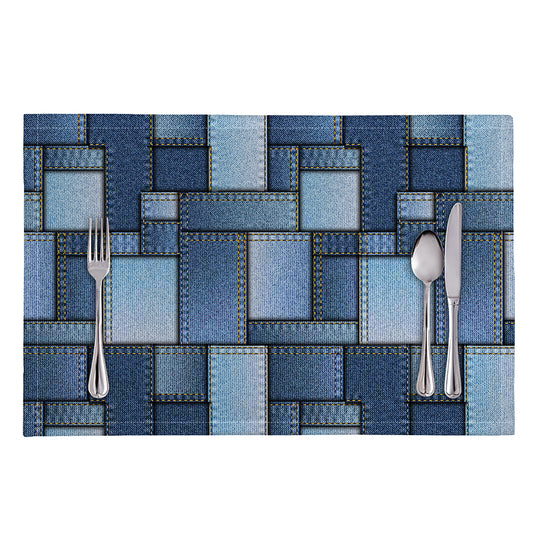 Patchwork Denim Jeans Pattern Print Placemat