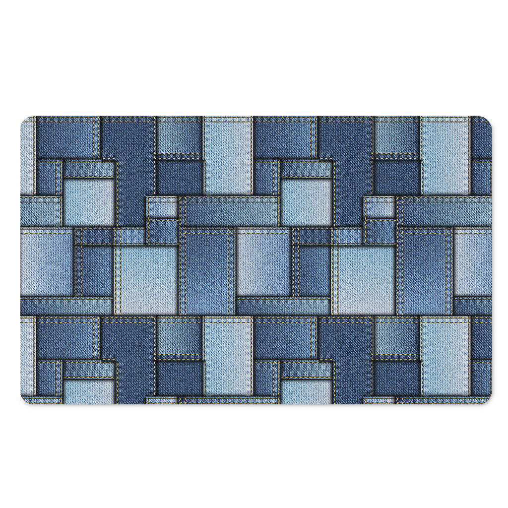 Patchwork Denim Jeans Pattern Print Polyester Doormat