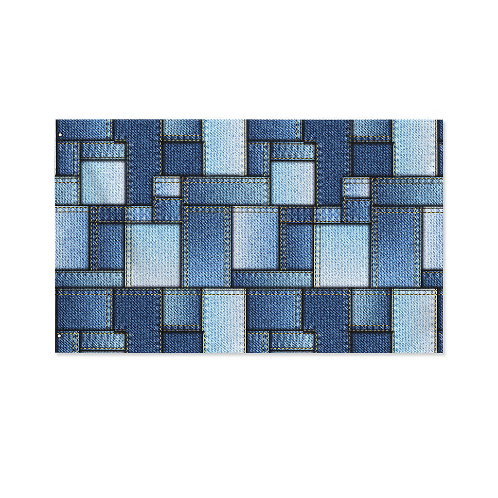 Patchwork Denim Jeans Pattern Print Polyester Flag