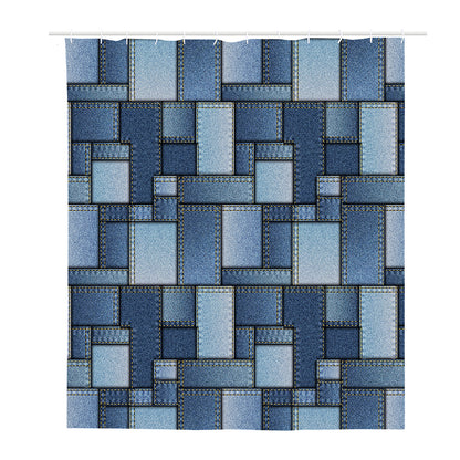 Patchwork Denim Jeans Pattern Print Polyester Shower Curtain