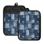 Patchwork Denim Jeans Pattern Print Pot Holders With Pocket