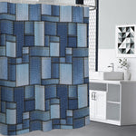 Patchwork Denim Jeans Pattern Print Premium Shower Curtain