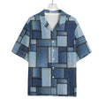 Patchwork Denim Jeans Pattern Print Rayon Hawaiian Shirt
