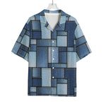 Patchwork Denim Jeans Pattern Print Rayon Hawaiian Shirt