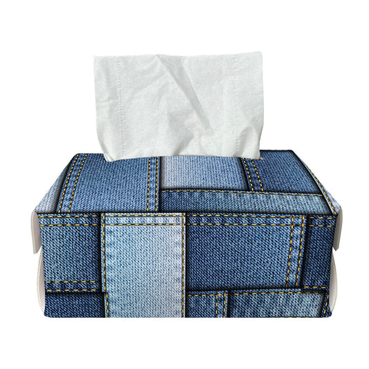 Patchwork Denim Jeans Pattern Print Rectangle Tissue Box Cover
