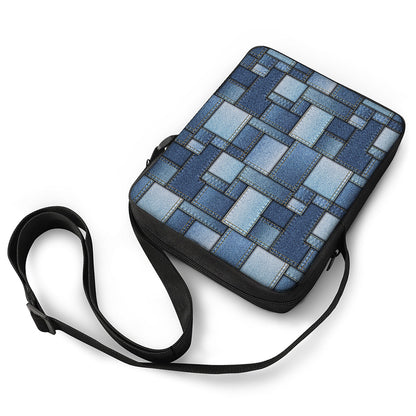 Patchwork Denim Jeans Pattern Print Rectangular Crossbody Bag