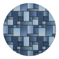 Patchwork Denim Jeans Pattern Print Round Blanket
