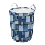 Patchwork Denim Jeans Pattern Print Round Laundry Basket