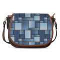 Patchwork Denim Jeans Pattern Print Saddle Bag