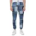 Patchwork Denim Jeans Pattern Print Joggers