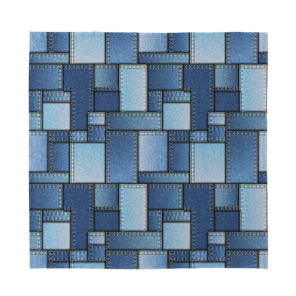 Patchwork Denim Jeans Pattern Print Silk Bandana