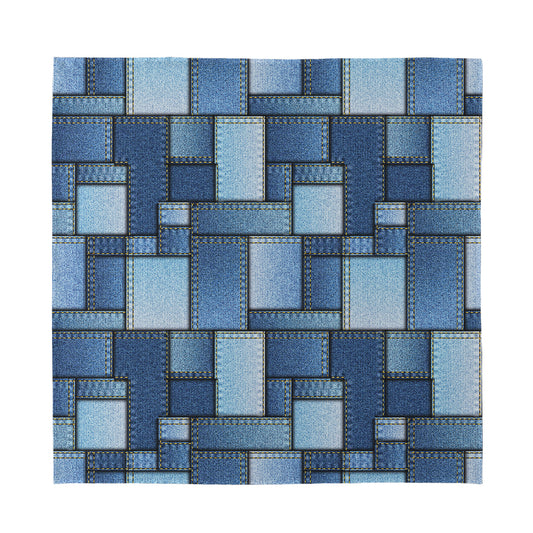 Patchwork Denim Jeans Pattern Print Silk Bandana