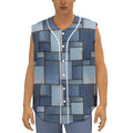 Patchwork Denim Jeans Pattern Print Sleeveless Baseball Jersey