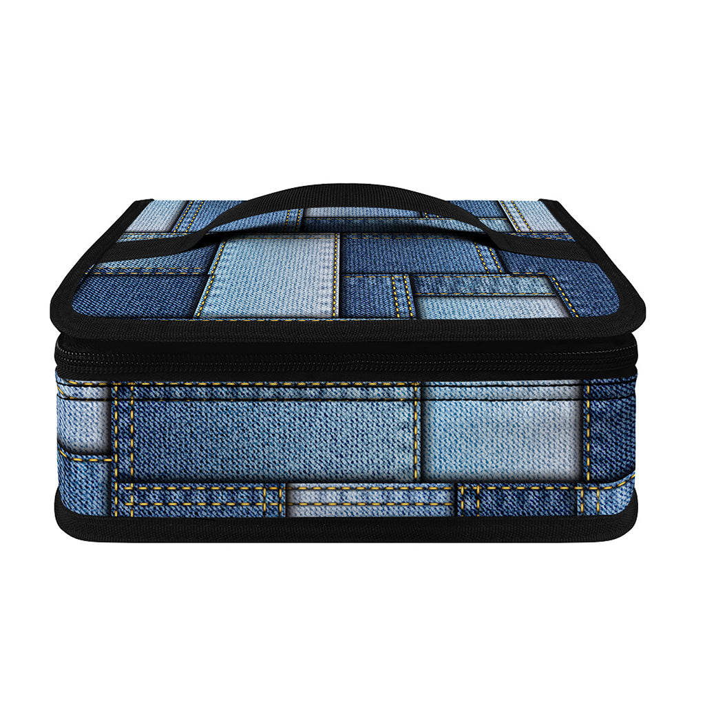 Patchwork Denim Jeans Pattern Print Small Lunch Bag